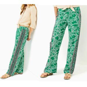 NWOT Lilly Pulitzer Bal Harbour Palazzo Pants Fiddle Leaf Green Safari Party